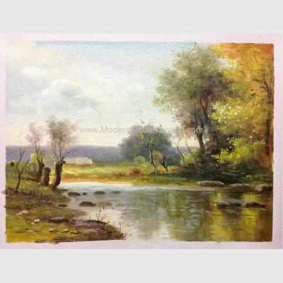 China El ajardinar original impresionista de la roca del río de las pinturas de paisaje del aceite hecho a mano en lona en venta