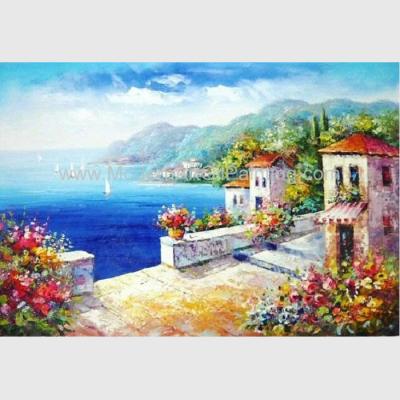 China Hand - painted Impressionism Mediterranean Oil Painting Vacation Harbor for sale