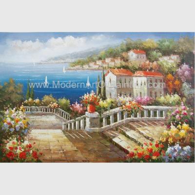 China Mediterranean Seascape Paintings  , Contemporary Coastal Canvas Wall Art for sale