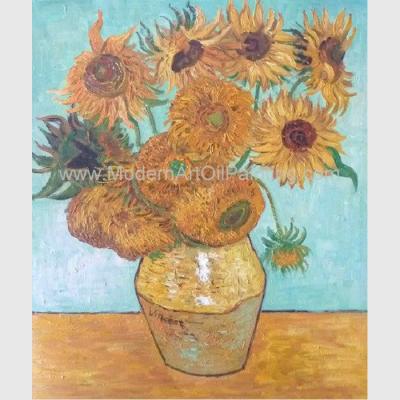 China Hand Painted Van Gogh Oil Reproduction, Vincent Sunflowers Still Life Oil Paintings for sale