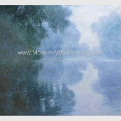 China Green Claude Monet Oil Paintings Reproduction Misty Morning on the Seine for sale