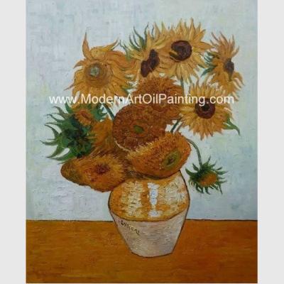 China Obra maestra pintada a mano de Van Gogh Sunflower Painting Reproduction del impresionismo en el lino en venta