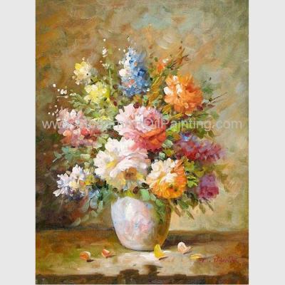 China Abstract Floral Still Life Oil Paintings Colorful Flowers Vase Canvas Painting for sale