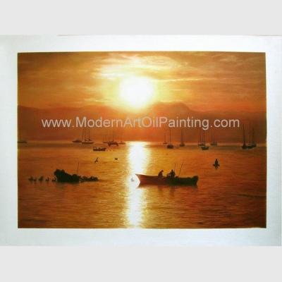 China Linen Realistic Oil Portrait From Photograph , Sunrise Landscape Canvas Art Painting for sale