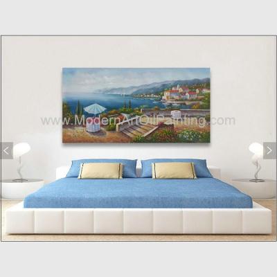 China Acrylic Classic Mediterranean Scenes Oil Painting Colorful Oceanside for sale