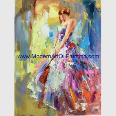 China Large Thick Oil Palette Knife Oil Painting  woman canvas Colorful female abstract for sale