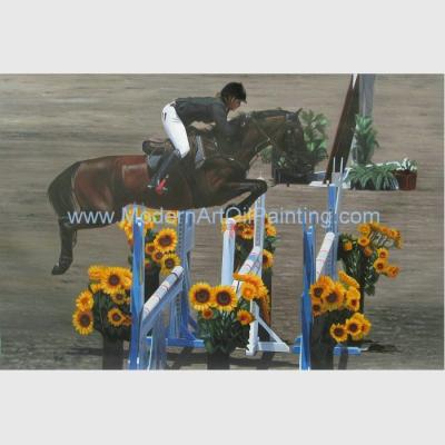 China Photo Custom Oil Portraits Horse Race Oil Painting Handmade On Canvas for sale