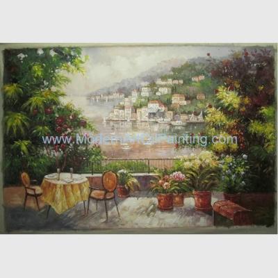 China Pintura al óleo de lino del paisaje del jardín de la pintura al óleo mediterránea hecha a mano de la lona en venta