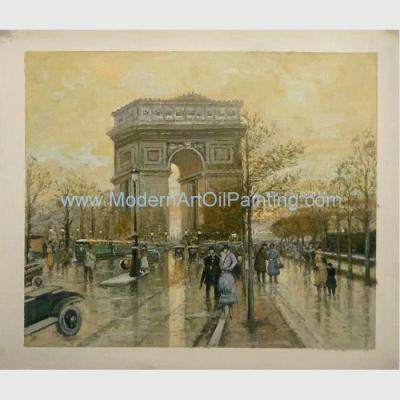 China 50x60cm Arc De Triomphe Oil Painting Canvas Paris Old Street Oil Paintings for sale