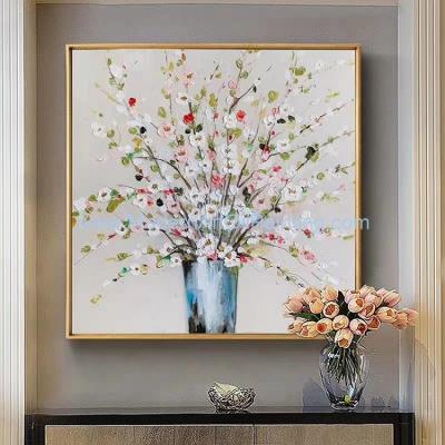 China Palette Knife Floral Oil Painting Thick Texture Flowers Art Painting On Linen Canvas for sale
