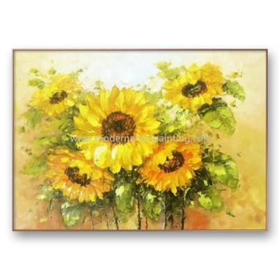 China Palette Knife Sunflower Oil Paintings Floral Wall Art Paintings For Bedroom for sale