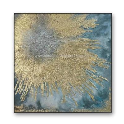 China Handmade Gold Abstract Art Canvas Paintings For Christmas Wall Decorations 80 cm x 80 cm for sale