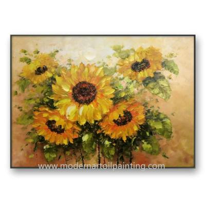 China Sunflower Palette Knife Oil Painting Flowers Wall Art For Bedroom for sale