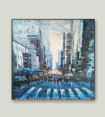 China Palette Knife Cityscape Streetscape Oil Paintings Modern Canvas Art For Home Decoration for sale