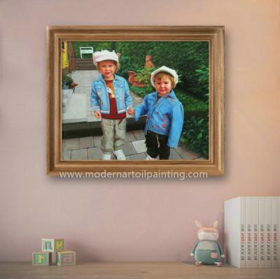 China Children Custom Oil Painting Portraits Realistic Canvas From Photos for sale
