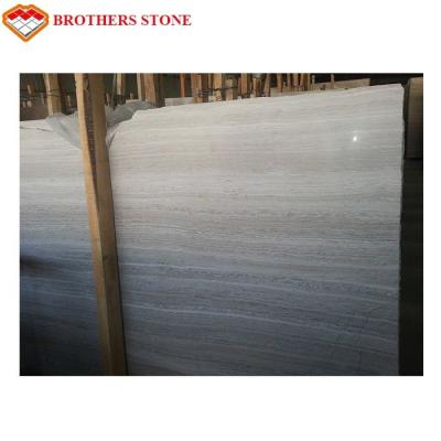 China Polished White Wooden Marble Slab Chinese Serpeggiante White Marble for sale