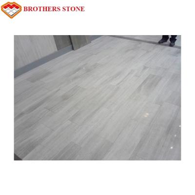 China Chenille White Wood Marble Tile , Polished Marble Floor Tile Smooth Looking for sale