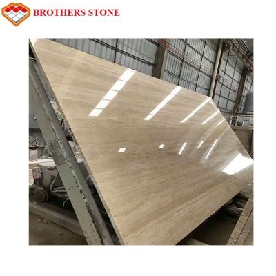 China Natural Stone Travertine Beige Marble Slab 15-30mm Thickness Standard Size for sale