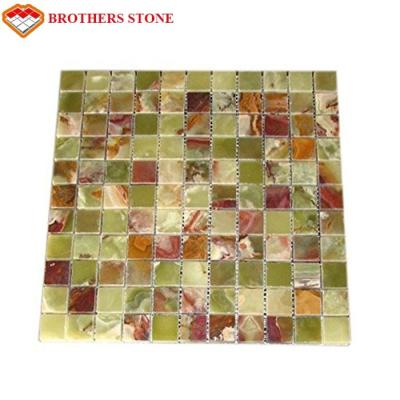 China Green Jade Onyx Slab , Natural Onyx Mosaic Tile For Kitchen Floor for sale