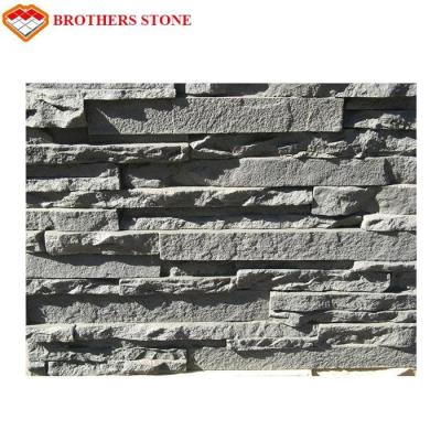 China Dark Gray Slate Cultured Stone Wall Panel For Exterior And Interior Wall Decoration for sale