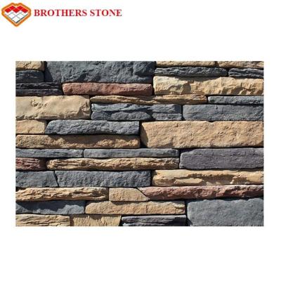 China Dark Color Artificial Culture Stone Interior Stacked Stone Veneer Wall Panels Cladding for sale