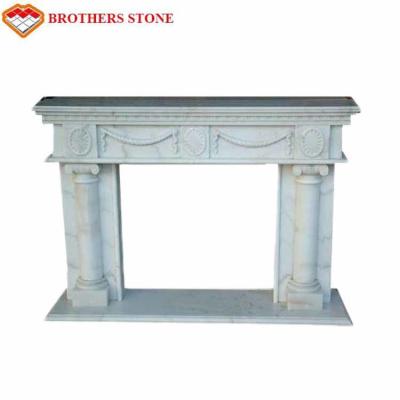 China Free Standing White Marble Fireplace Surround , White Marble Tile Fireplace for sale