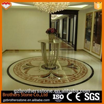China Beige Marble Water Jet Medallion Bathroom Flooring And Wall Pattern Design for sale