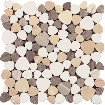 China Black And White Glass Mosaic Tiles , 3D Triangle Round Marble Mosaic Wall Tile 30x30 for sale