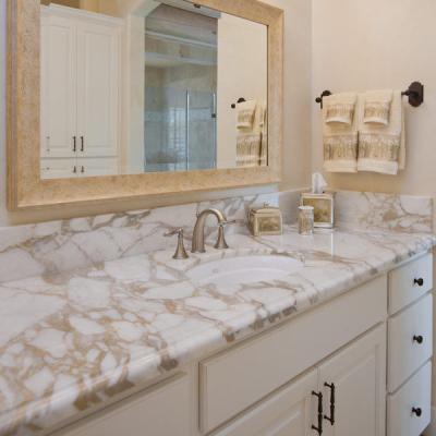 China G682 Granite Natural Stone Countertops , Granite Bathroom Countertop With Single Ceramic Wash Basin for sale