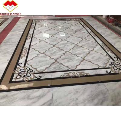 China Sunny White Waterjet Medallion Marble Carpet Design for sale