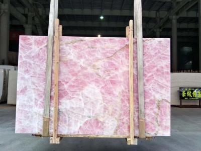China Painel de parede retroiluminado Crystal Pink Onyx Countertop translúcido do mármore de ônix da idade do gelo à venda