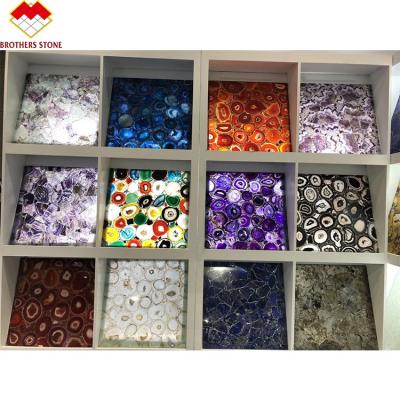 China Polished Gemstone Amethyst Faux Marble Panels For Decoration Wall Slab for sale