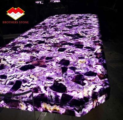 China Semi Precious Stone Marble Furniture Amethyst Slab For Sink Basin for sale