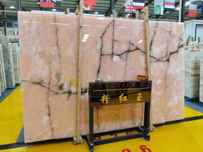 China Transparent Afghan Pink Jade Onyx Slab With Brown Veins for sale