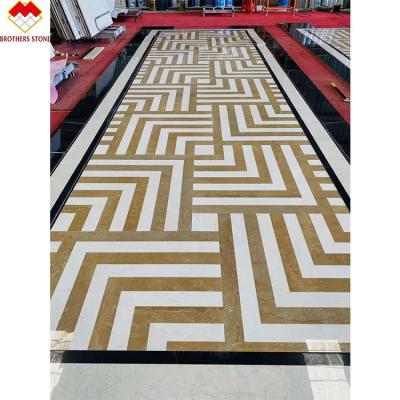 China Yellow Royal Wood Grain Marble Stone Slab For Lobby Waterjet Medallion for sale