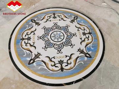 China Natural Flower Waterjet Round Marble Tiles Medallion Carpet for sale