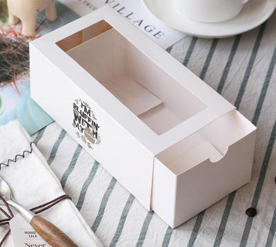China Cake Tart Cardboard Food Packaging Box 17.6x8.5x6.6cm Small White Cardboard Boxes for sale