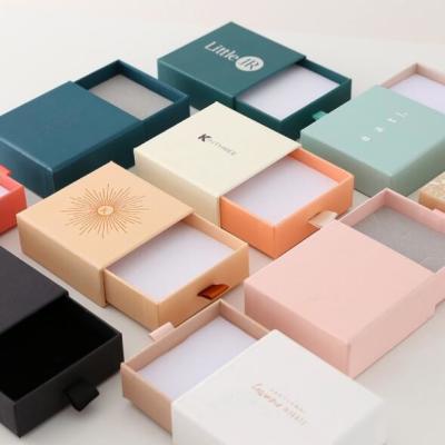 China Square Small Jewelry Packaging Boxes 250gsm Cardboard Paper Drawer Box for sale