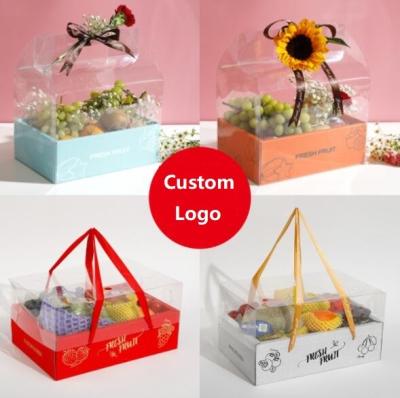 China ISO9001 Cardboard Paper Fruit Packing Box With PET Transparent Lid Ribbon for sale