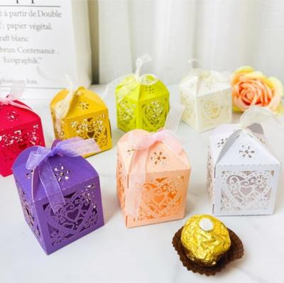China 7.5x5x5cm Gift Packaging Box laser embossed Hollow Out For Wedding Souvenir for sale