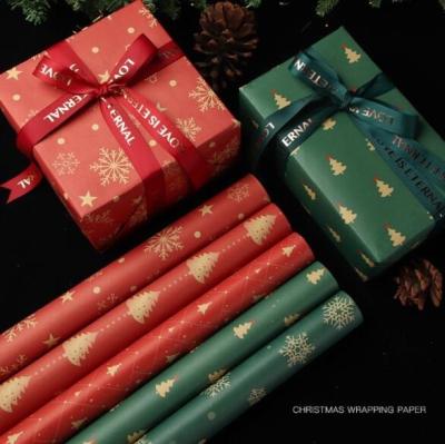 China Christmas Gift Tissue Wrapping Paper 50x70cm Red Green Khaki color for sale
