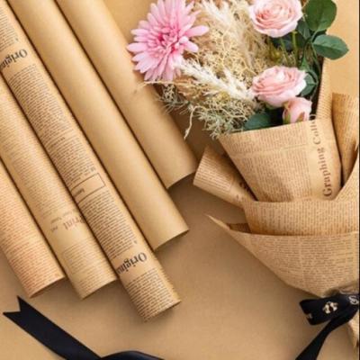 China 50x75cm Tissue Wrapping Paper Kraft Paper Newspaper Pattern for sale