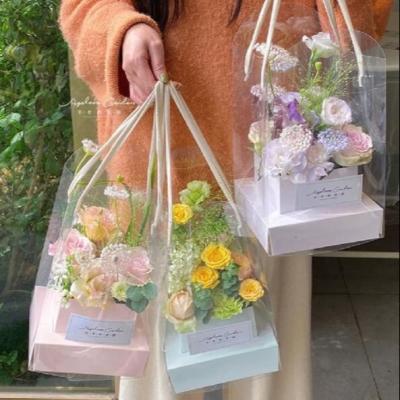 Chine Boîtes de empaquetage de fleur de PVC avec la fenêtre claire Tote Bag Transparent de poignée à vendre