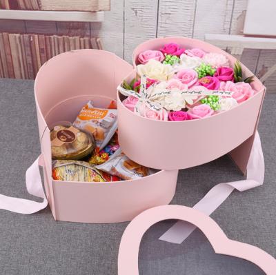 China Exquisite Gift Packaging Boxes Romantic Round Double Layer Rotating Soap Flower Box for sale