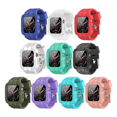 China Iphone Iwatch 1 2 3 4 5 6 SE Silicone Adjustable Watch Strap With Shell for sale