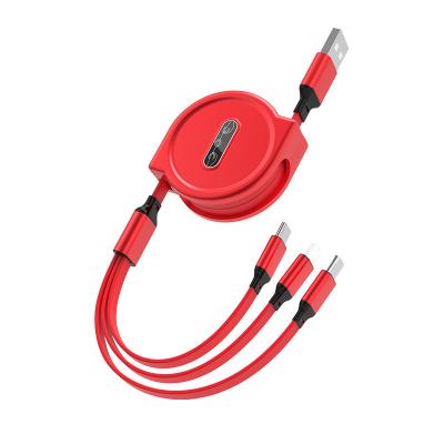 China Portable TPE 3 In 1 Micro USB Cable Telescopic Fast Charging Data Cable for sale