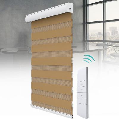 China Chainless Smart Automatic Day And Night Zebra Blinds With Remote Control for sale