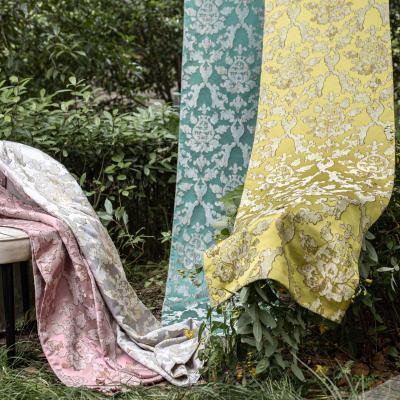 China Luxury Modern European Style Damascus Imitation Silk Satin Jacquard Yarn-Dyed Curtain Fabric for sale