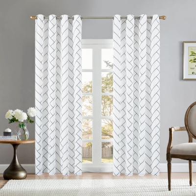 China Brick texture Window Blackout Embroidery Backdrop Led Ready Made Wall Curtains Fabric Curtain for sale