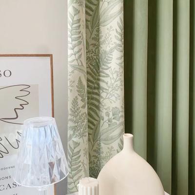 China Wholesale Simple American style style green lily of the valley solid color patchwork blackout curtains for sale